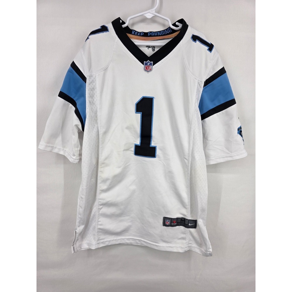 Nike Carolina Panthers Cam Newton 1 NFL Jersey Youth Medium White Blue Black